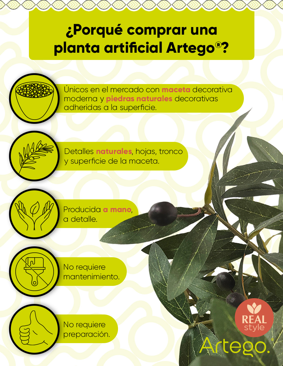Foto 4 pulgar | Planta Artificial Decorativa Moderna Con Maceta Olivo Grande De 180cm De Alto Artego Para Hogar Sala Comercio Oficina