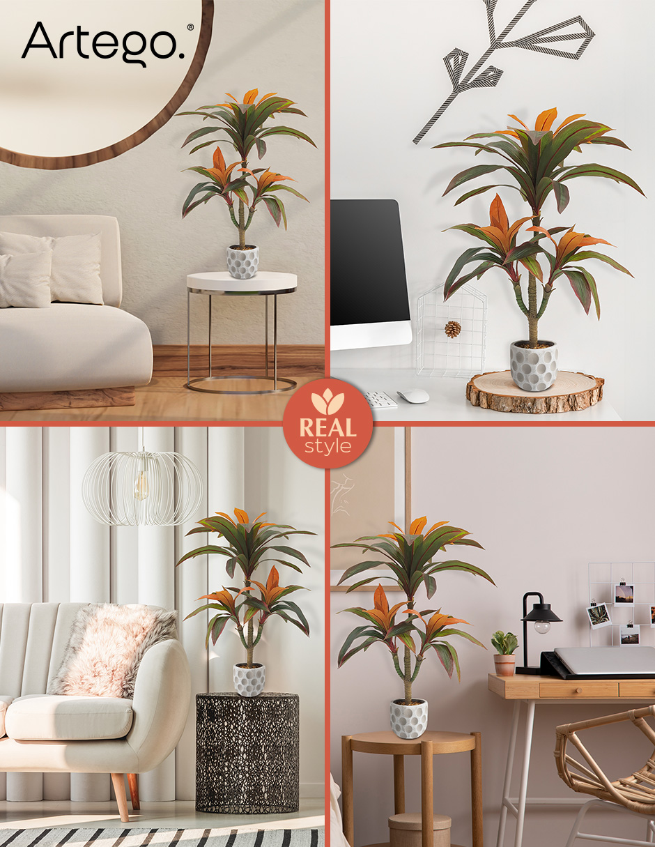 Foto 5 | Planta Artificial Decorativa Moderna Con Maceta Compacta Dracaena Palo De Brasil De 75cm De Alto Artego Para Hog