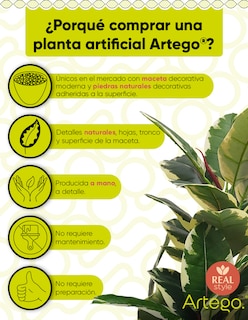 Foto 3 | Planta Artificial Decorativa Moderna Con Maceta Oak De 100cm De Alto Artego Para Hogar Sala Comercio Oficina