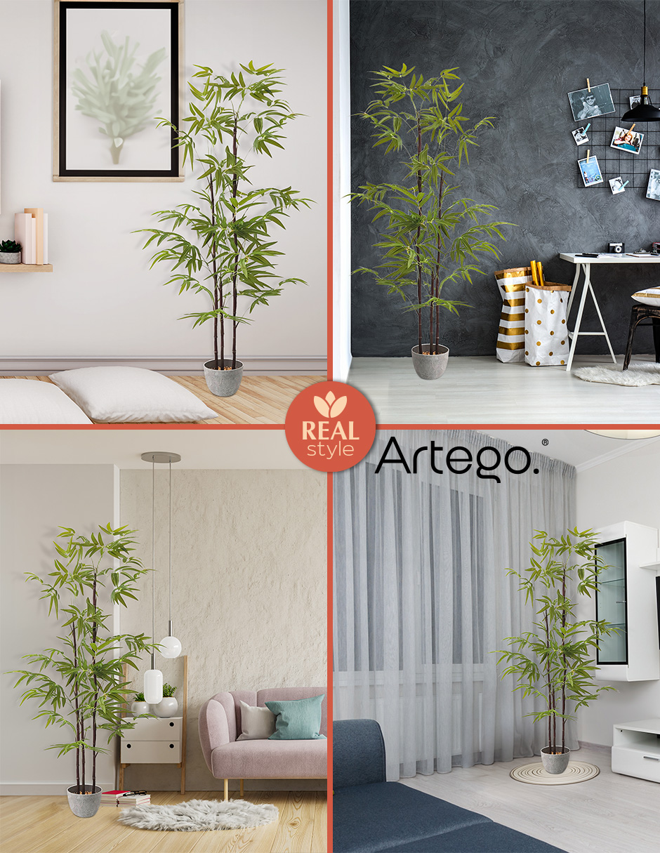 Foto 5 | Planta Artificial Decorativa Moderna Con Maceta Bambú Grande De 170cm De Alto Artego Para Hogar Sala Comercio Oficina