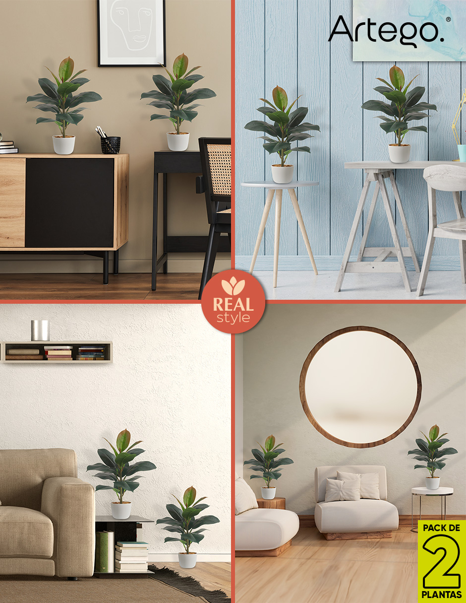 Foto 5 | Planta Artificial Moderna Con Maceta Decorativa Real Style Compacta Pack De 2 Unidades Oak De 50cm De Alto Artego