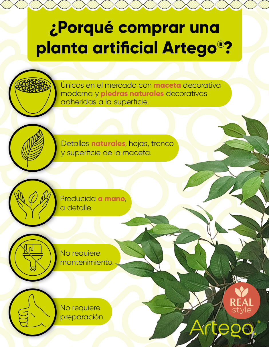 Foto 4 pulgar | Planta Artificial Decorativa Moderna Con Maceta Ficus Grande De 170cm De Alto Artego Para Hogar Sala Comercio Oficina