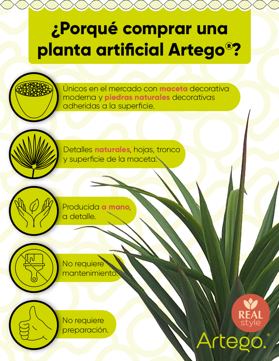 Foto 4 pulgar | Planta Artificial Decorativa Moderna Con Maceta Dracaena Palo De Brasil De 140cm De Alto Artego Para Hogar Sala