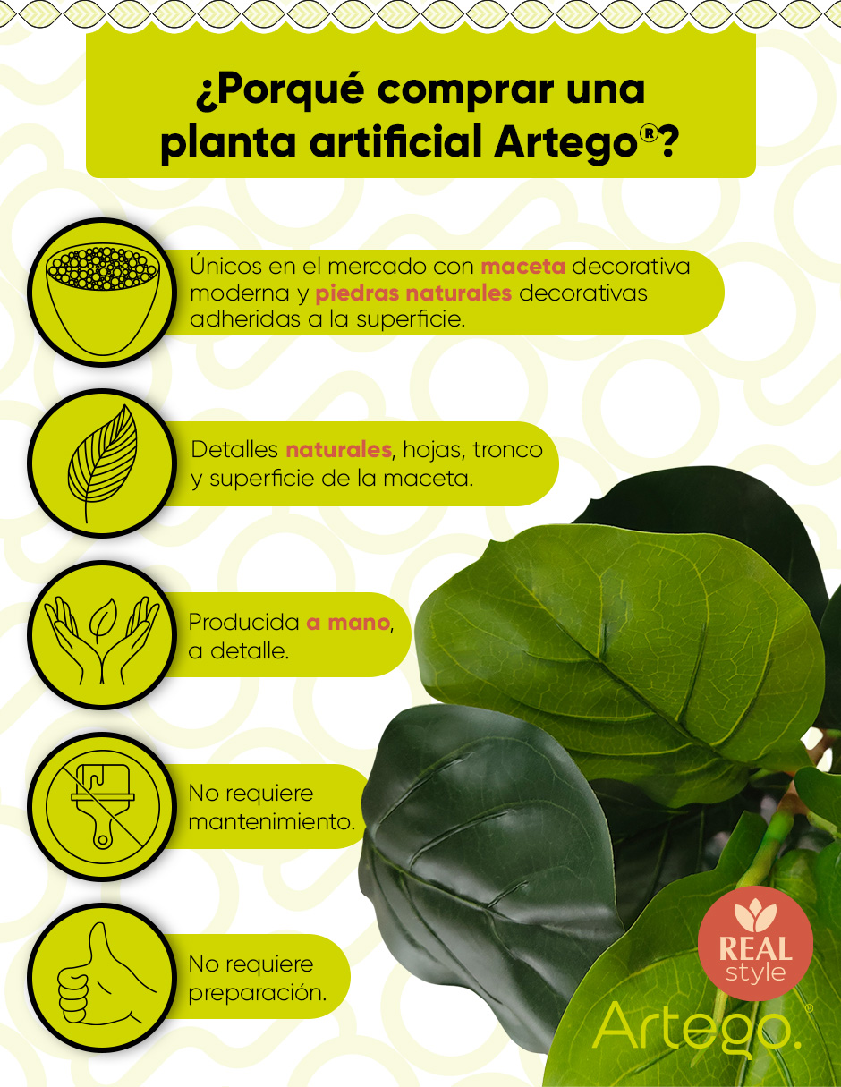 Foto 3 | Planta Artificial Decorativa Moderna Con Maceta Ficus Lyrata Grande De 180cm De Alto Artego Para Hogar Sala Comercio