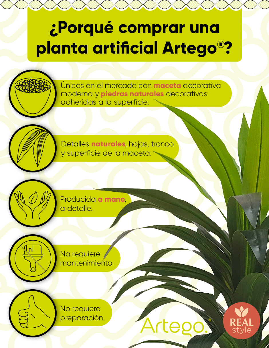 Foto 4 pulgar | Planta Artificial Decorativa Moderna Con Maceta Dracaena Palo De Brasil Grande De 150cm De Alto Artego