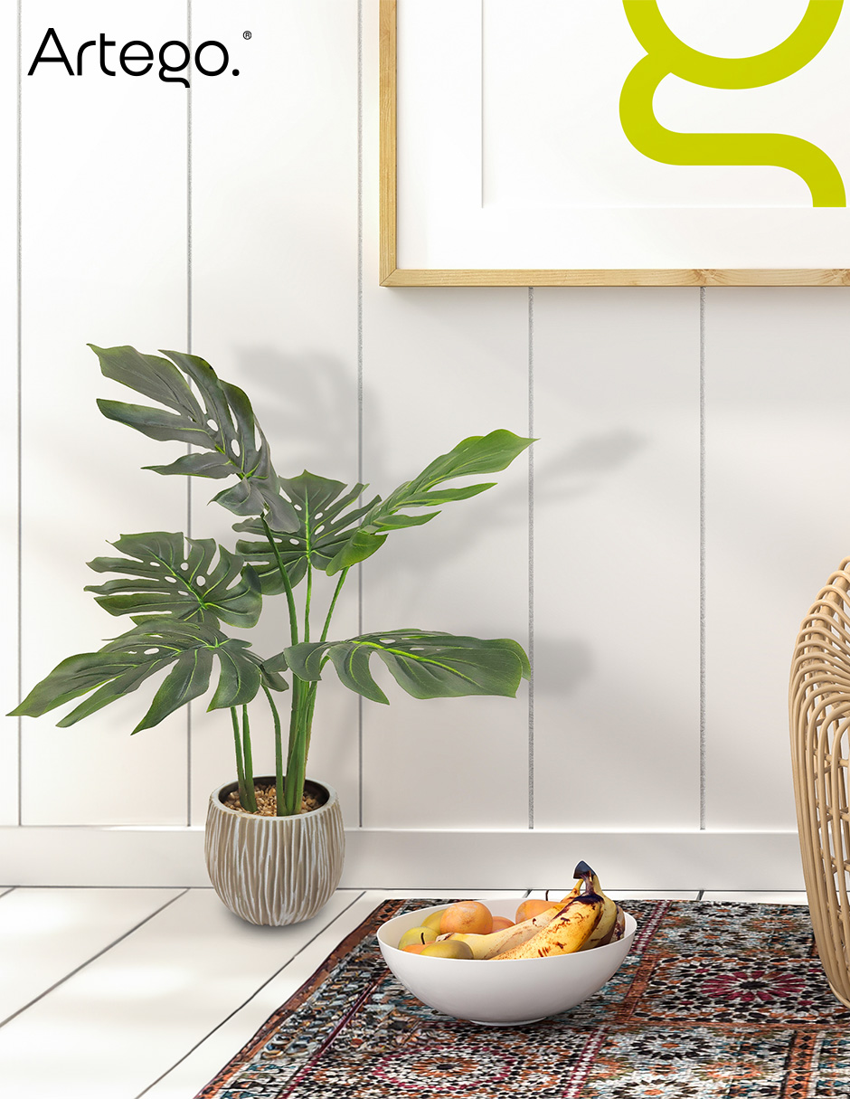 Foto 7 pulgar | Planta Artificial Decorativa Moderna Con Maceta Compacta Monstera De 60cm De Alto Artego Para Hogar Sala Comercio Ofici