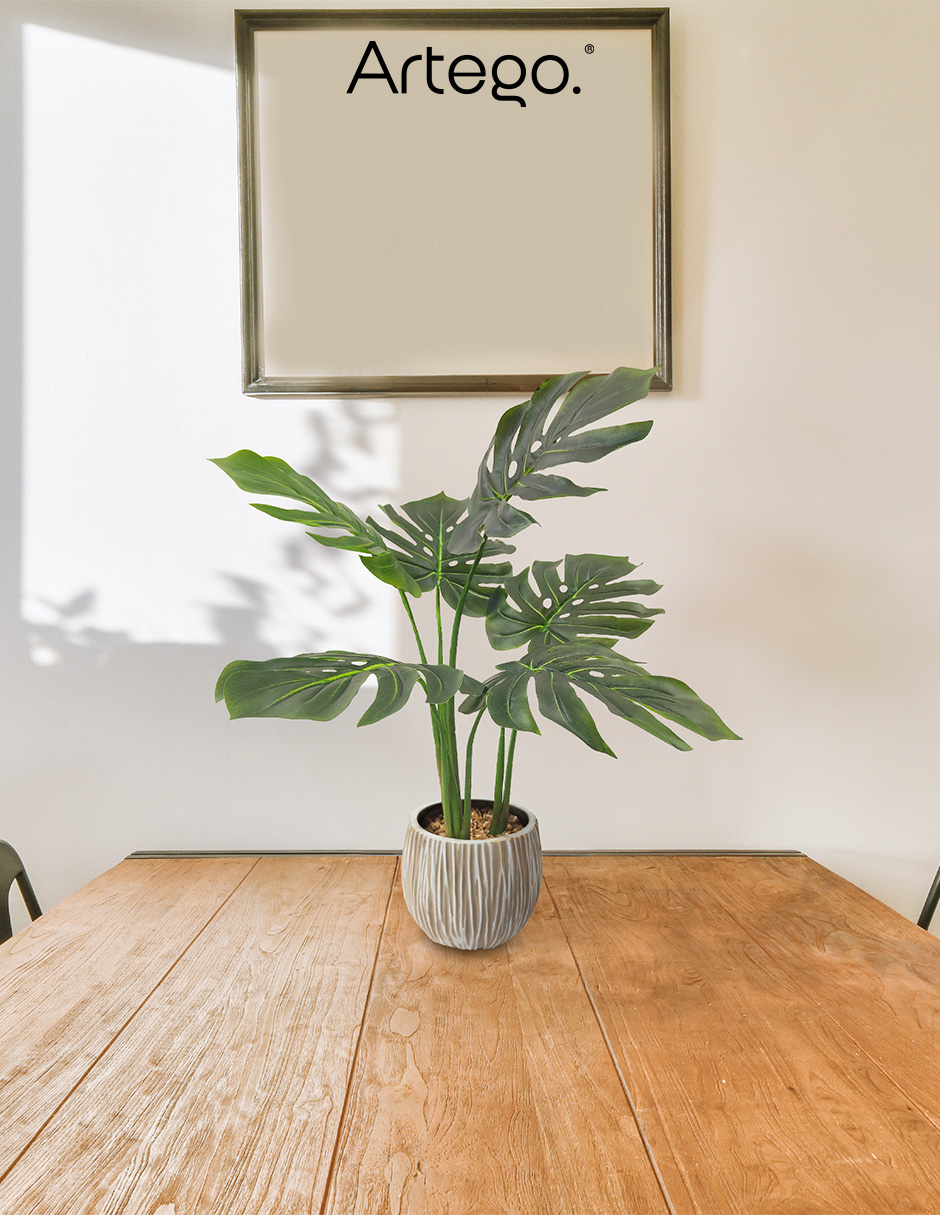 Foto 9 pulgar | Planta Artificial Decorativa Moderna Con Maceta Compacta Monstera De 60cm De Alto Artego Para Hogar Sala Comercio Ofici