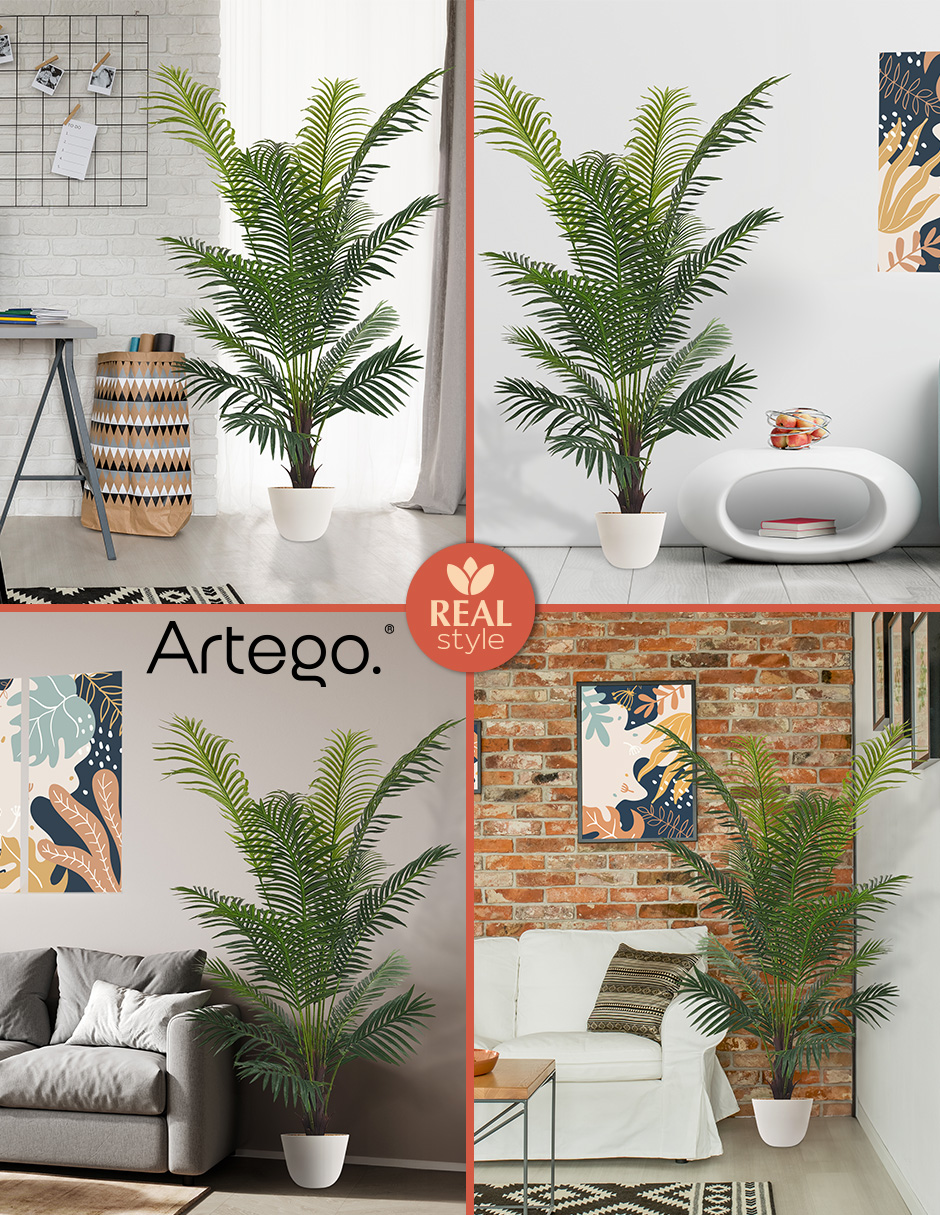 Foto 6 pulgar | Planta Artificial Decorativa Moderna Con Maceta Palmera Hawaii Grande De 160cm De Alto Artego Para Hogar Sala Come