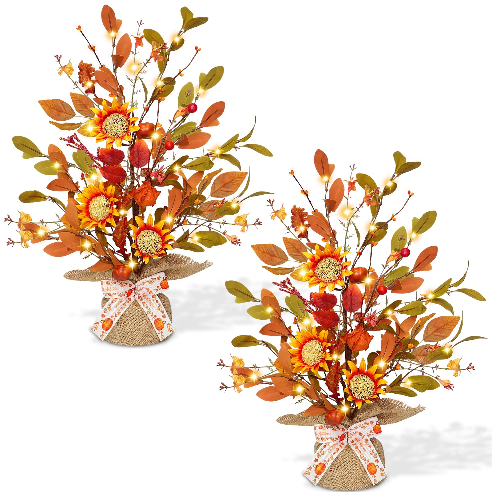 [decoración] Árbol De Arce De Otoño Turnmeon Con Luces De 18 Pulgadas, Paquete De 2 Con Temporizador - Venta Inter