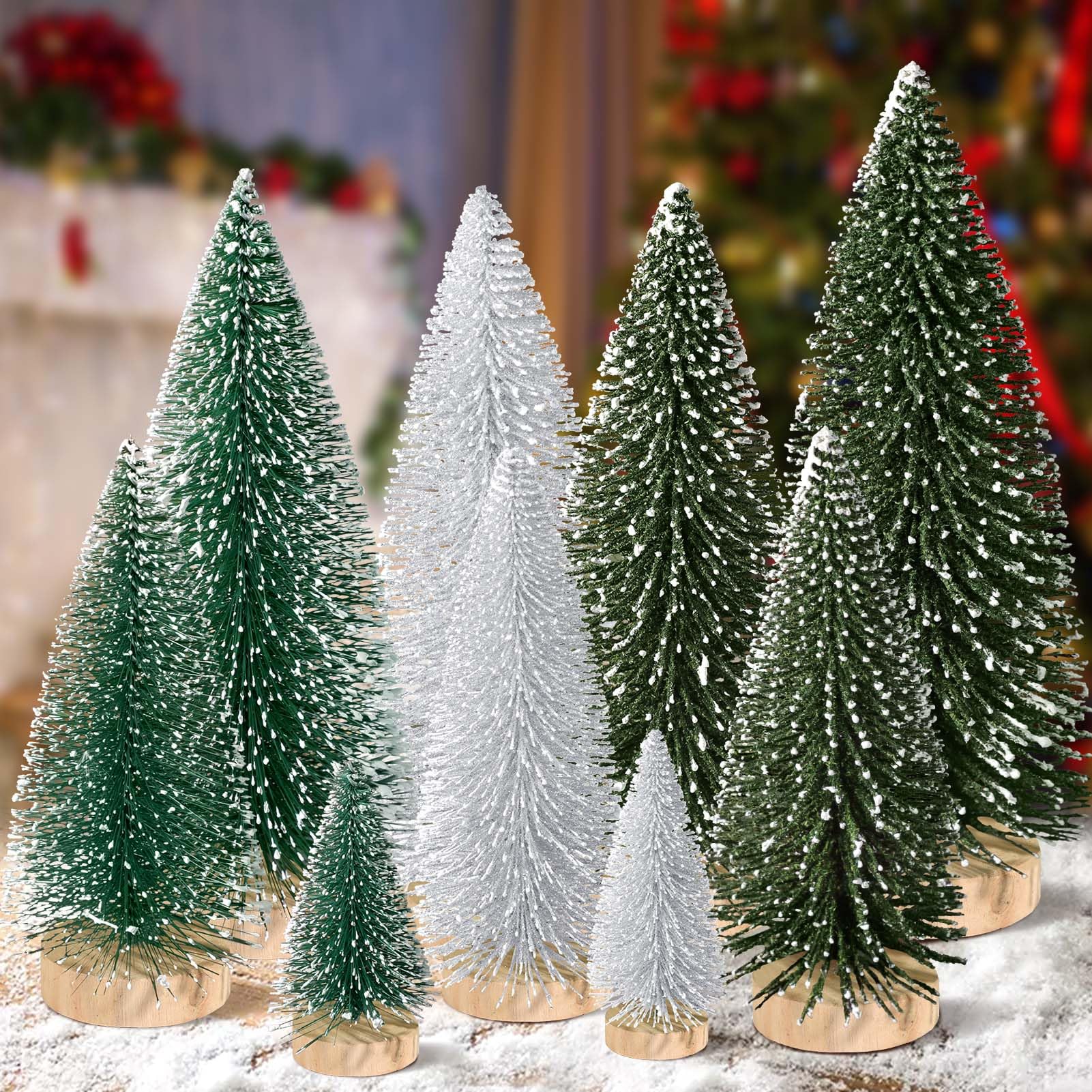 Miniescritorio Christmas Tree Kpx, 9 Unidades Con Base De Madera De 10 A 25 Cm - Venta Internacional.