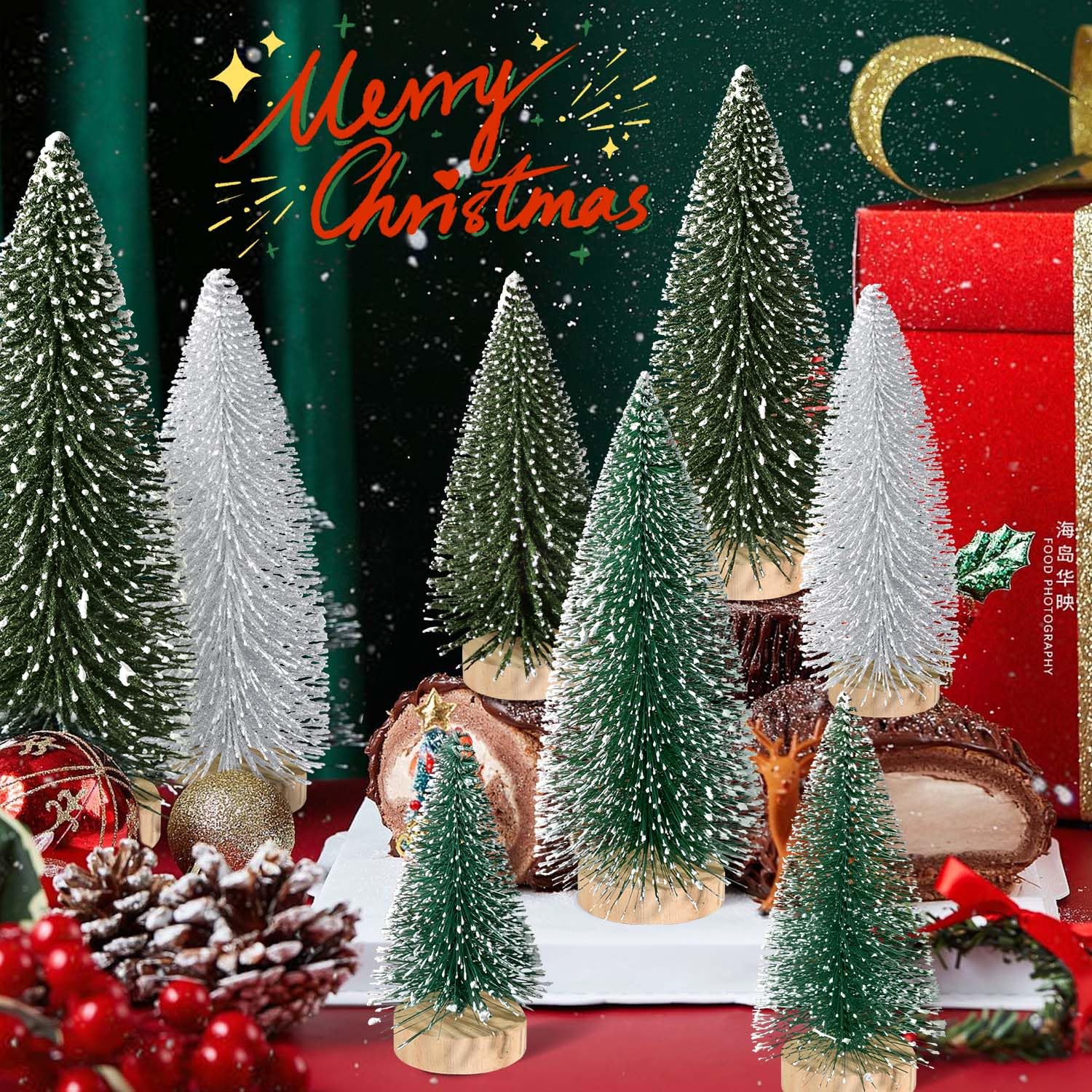 Foto 3 pulgar | Miniescritorio Christmas Tree Kpx, 9 Unidades Con Base De Madera De 10 A 25 Cm - Venta Internacional.