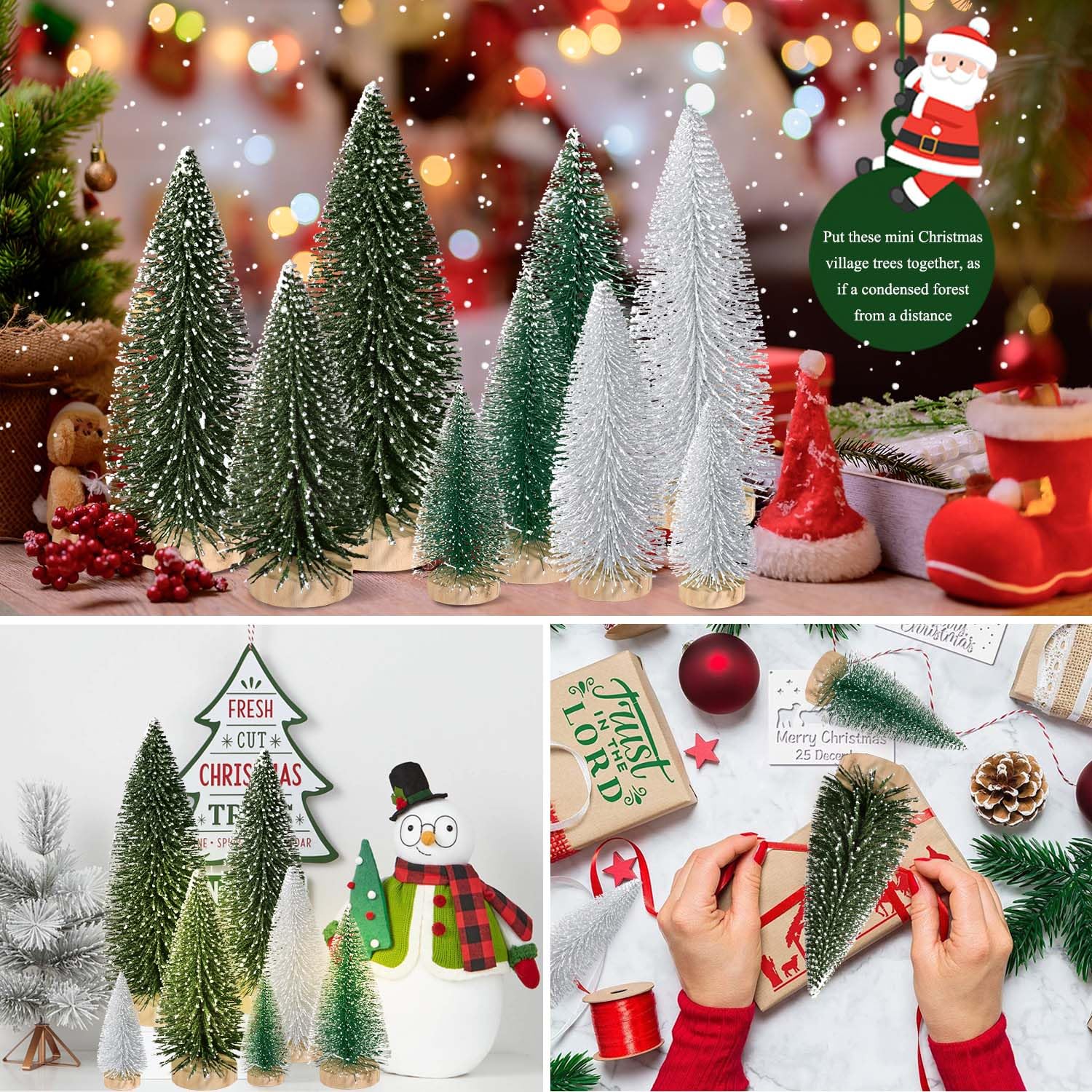 Foto 6 pulgar | Miniescritorio Christmas Tree Kpx, 9 Unidades Con Base De Madera De 10 A 25 Cm - Venta Internacional.