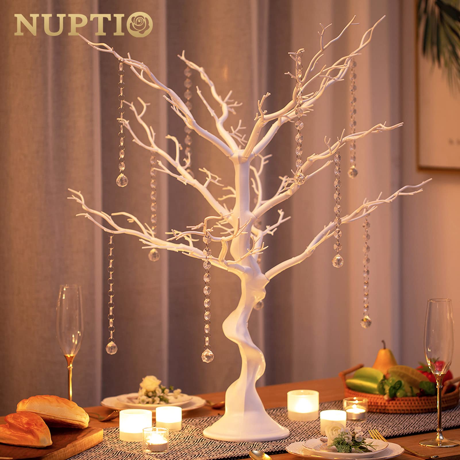 Foto 2 | Manzanita Artificial Nuptio, Color Blanco, 76 Cm De Altura (2 Unidades) - Venta Internacional.