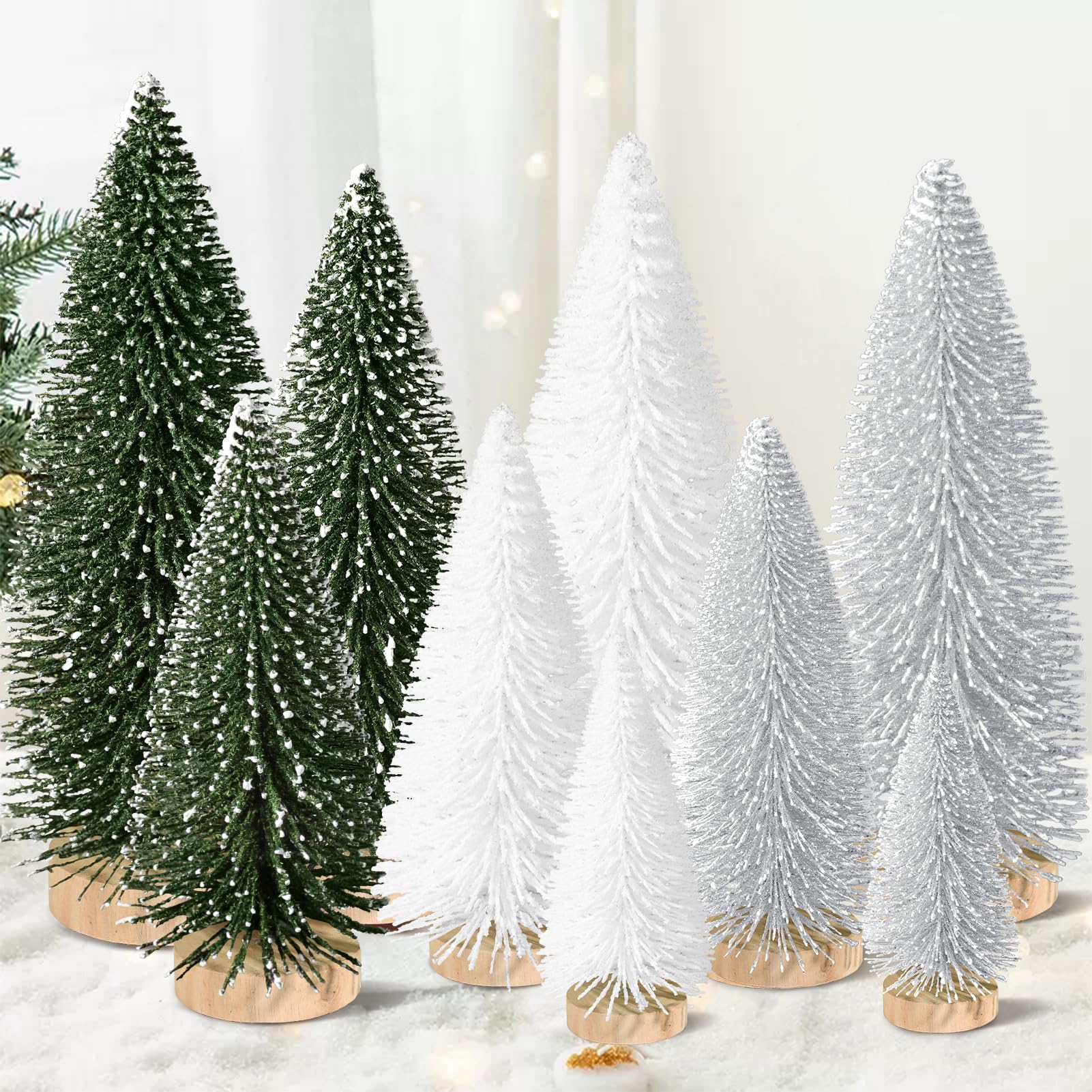 Miniescritorio Christmas Tree Kpx, 9 Unidades Con Base De Madera De 10 A 25 Cm - Venta Internacional.