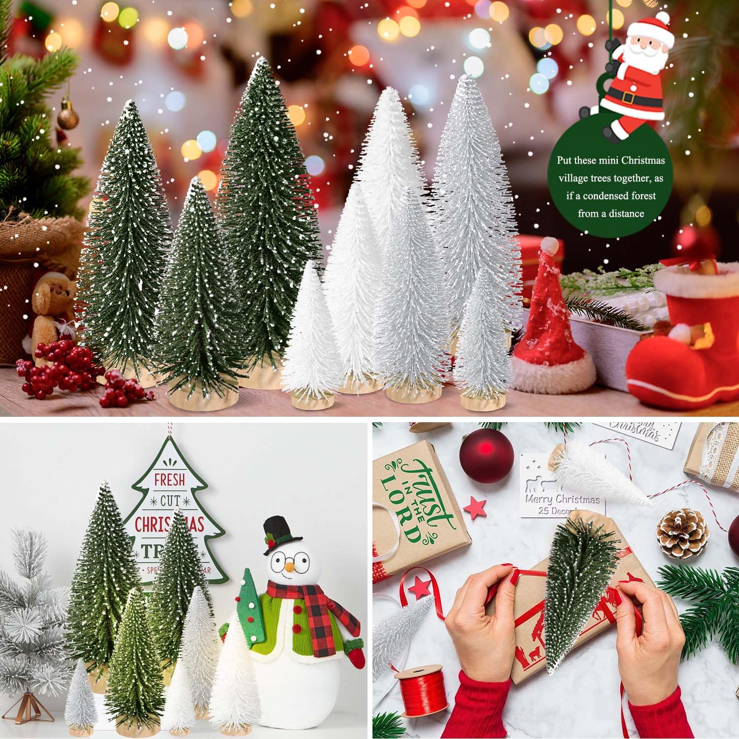 Foto 5 | Miniescritorio Christmas Tree Kpx, 9 Unidades Con Base De Madera De 10 A 25 Cm - Venta Internacional.