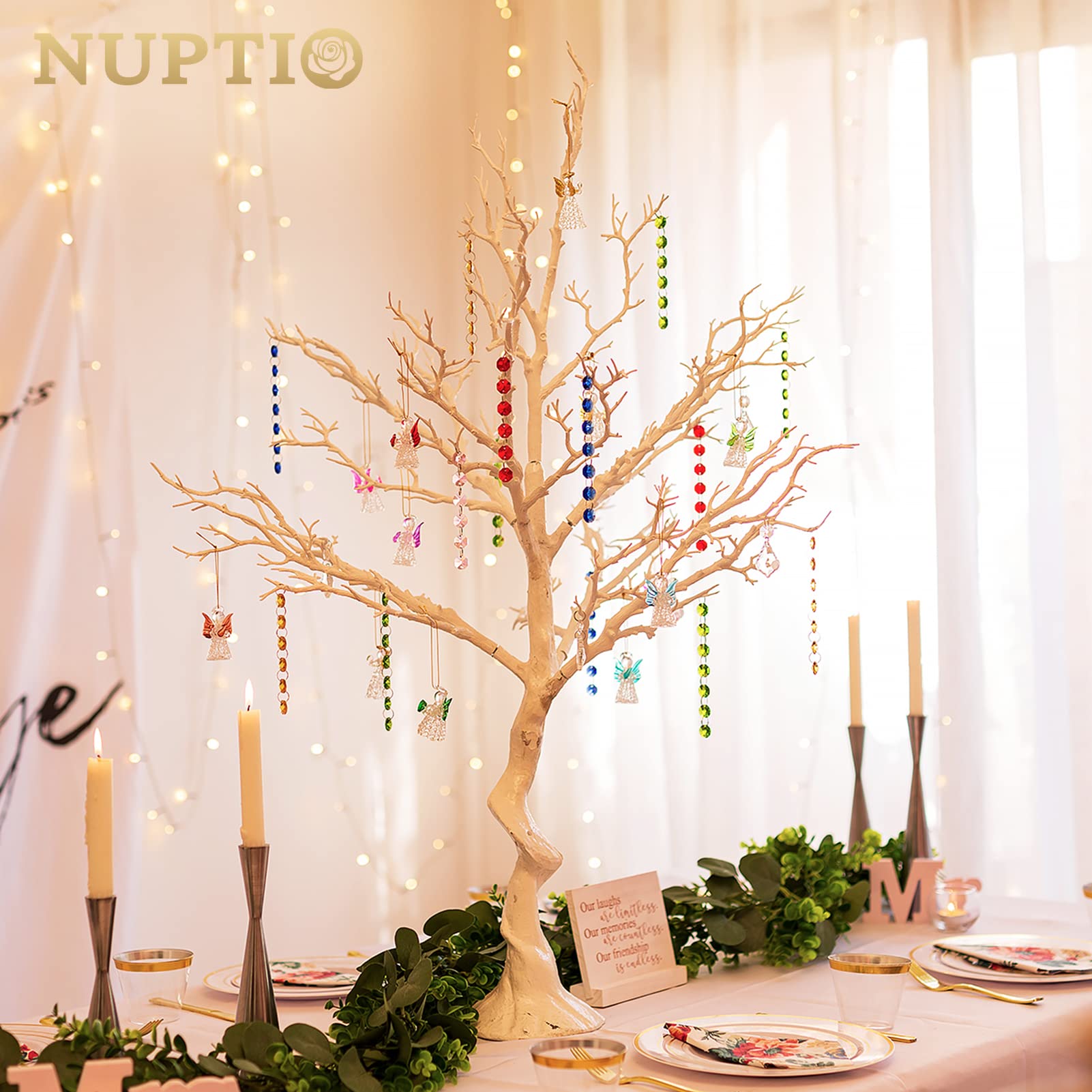 Foto 3 pulgar | Árbol De Manzanita Artificial Nuptio Blanco De 80 Cm De Altura Para Bodas - Venta Internacional.