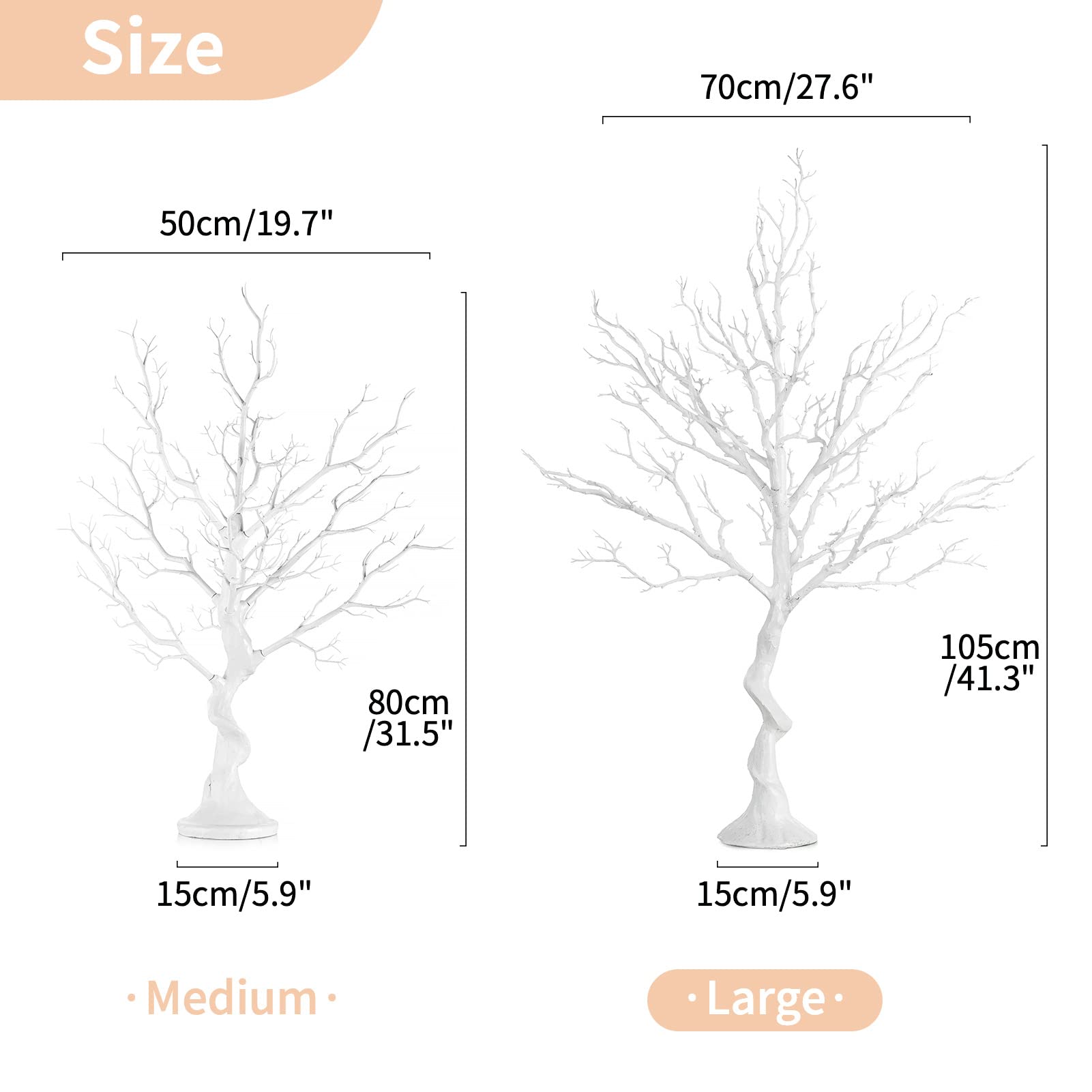 Foto 5 | Árbol De Manzanita Artificial Nuptio Blanco De 80 Cm De Altura Para Bodas - Venta Internacional.