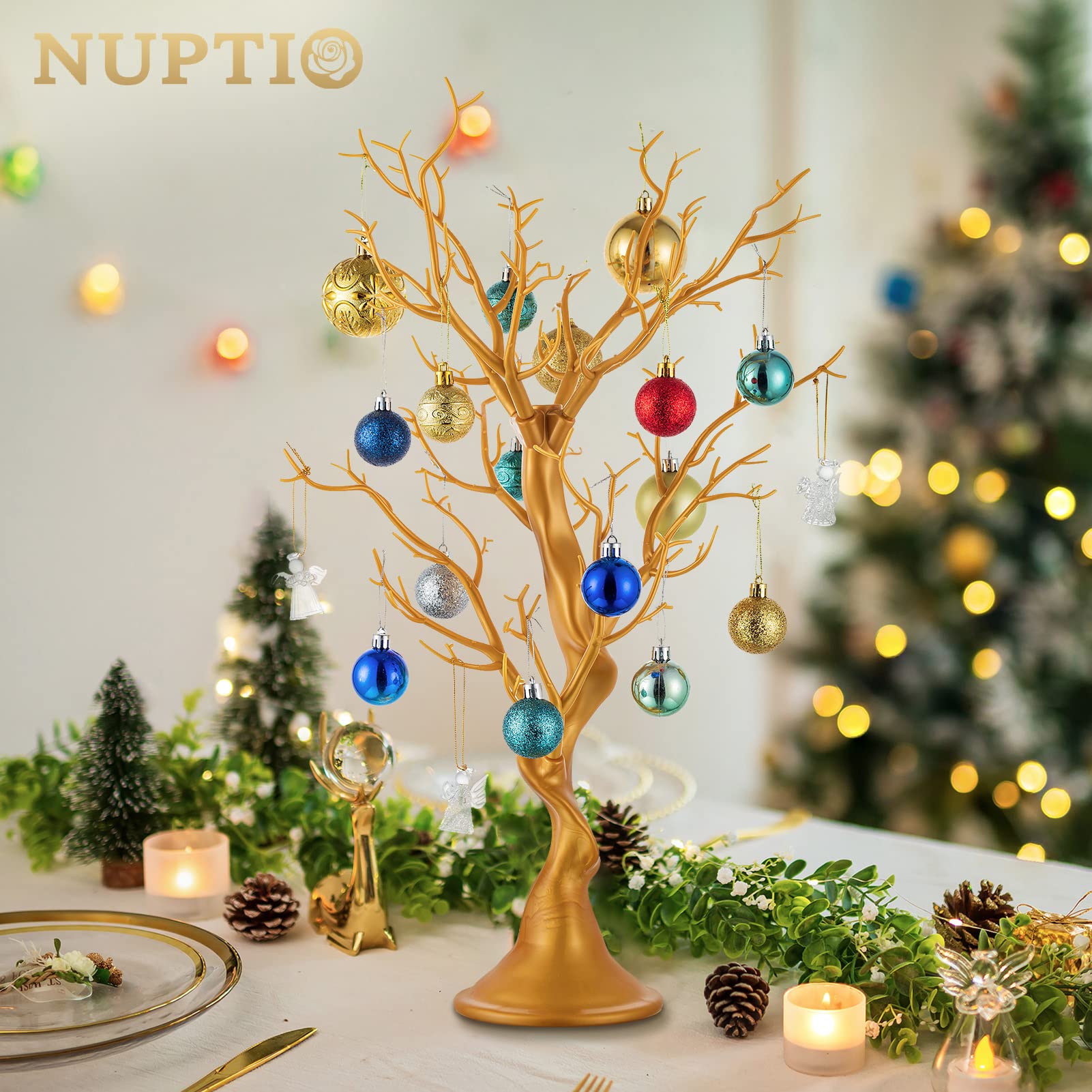 Foto 2 | Manzanita Artificial Nuptio Gold De 58 Cm Con 2 Troncos Y 32 Ramas - Venta Internacional.