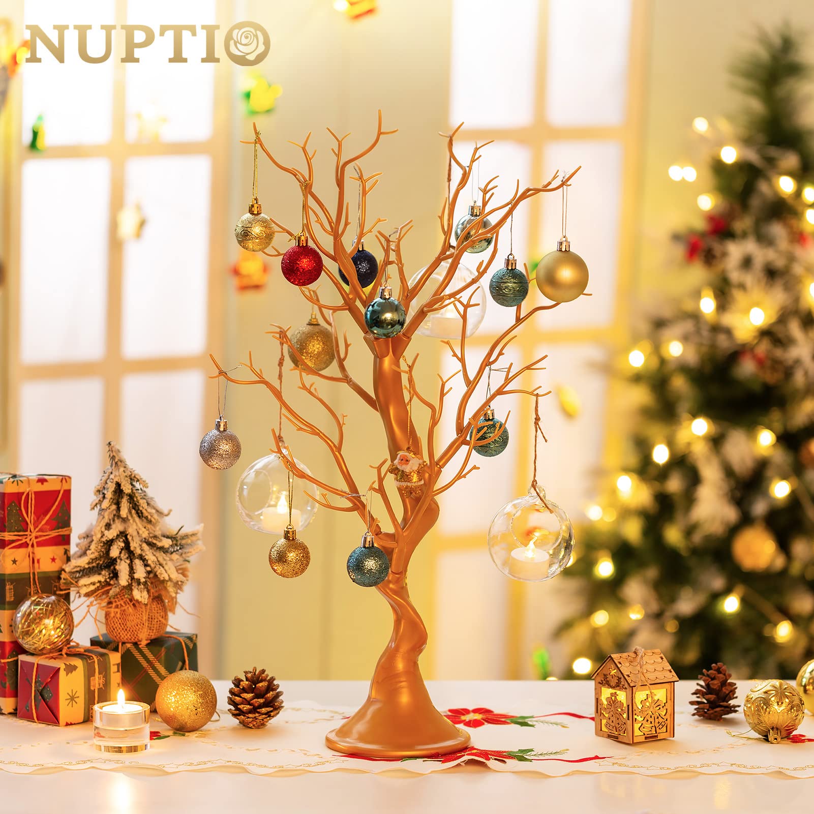 Foto 4 pulgar | Manzanita Artificial Nuptio Gold De 58 Cm Con 2 Troncos Y 32 Ramas - Venta Internacional.