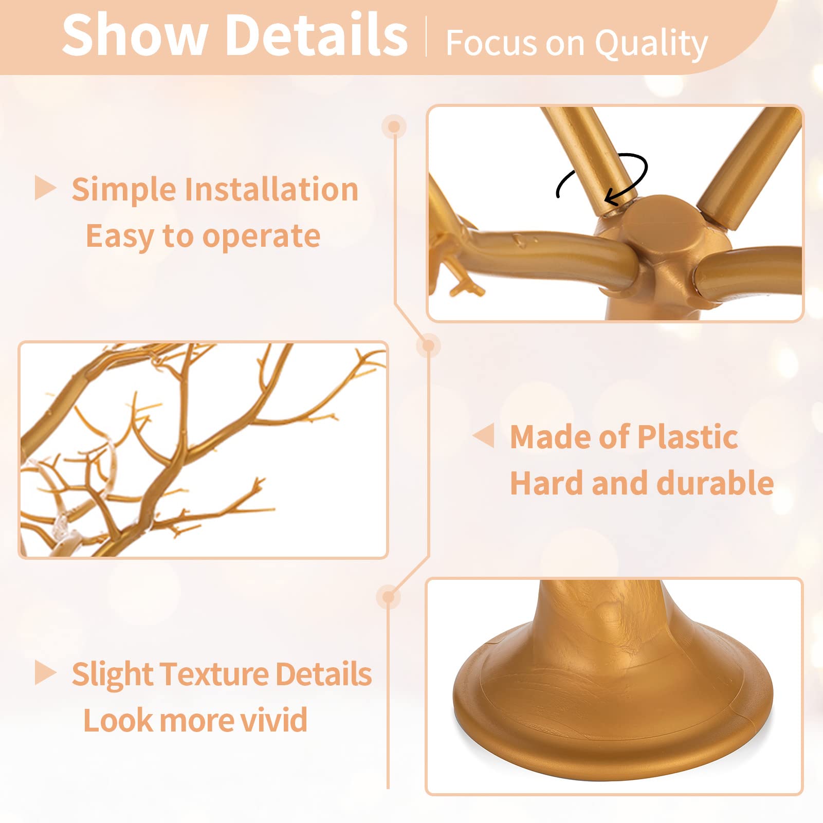 Foto 6 pulgar | Manzanita Artificial Nuptio Gold De 58 Cm Con 2 Troncos Y 32 Ramas - Venta Internacional.