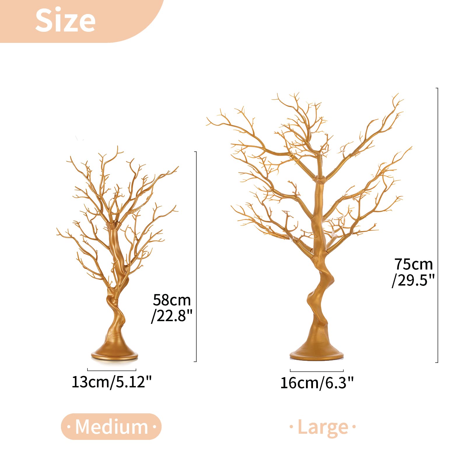 Foto 7 pulgar | Manzanita Artificial Nuptio Gold De 58 Cm Con 2 Troncos Y 32 Ramas - Venta Internacional.