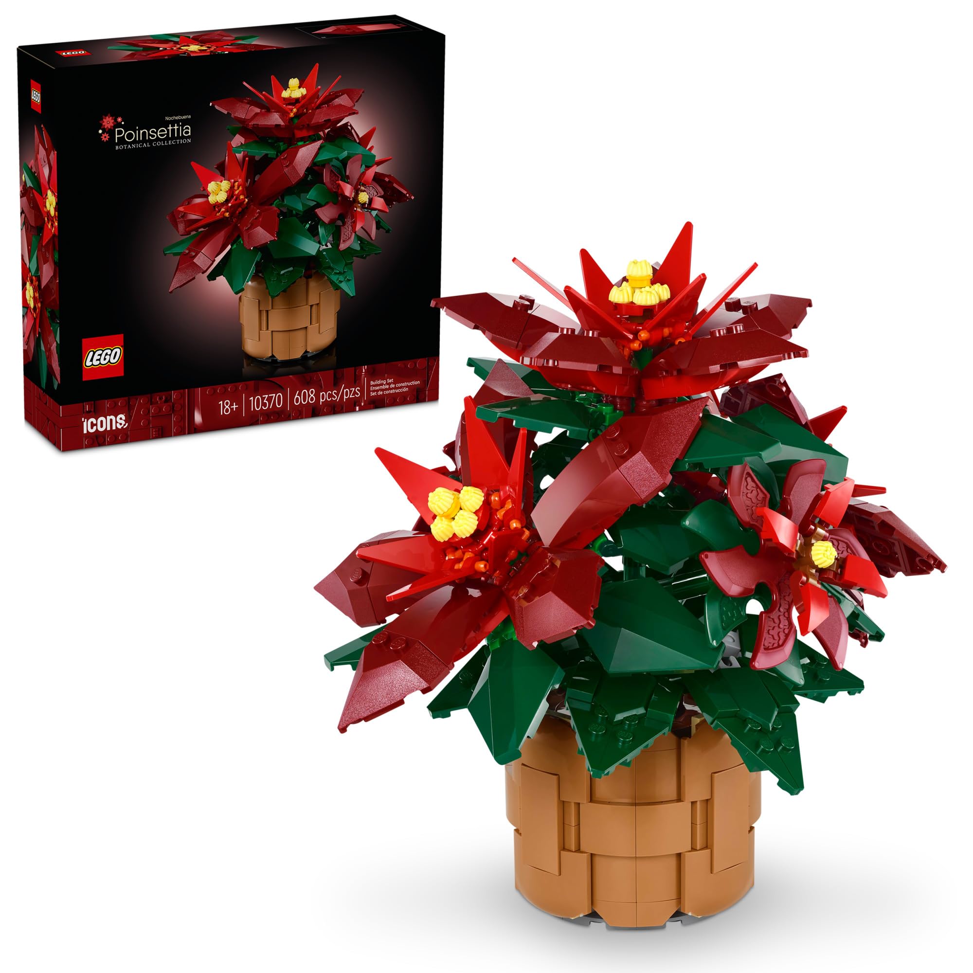 Set De Construcción Lego Icons Poinsettia Con 608 Piezas Para Mayores De 18 Años - Venta Internacional.