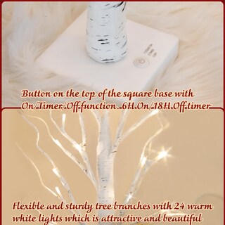 Foto 5 | Árbol Artificial Peiduo De Abedul De 2 Pies Con Luces Led De Color Blanco Cálido - Venta Internacional.