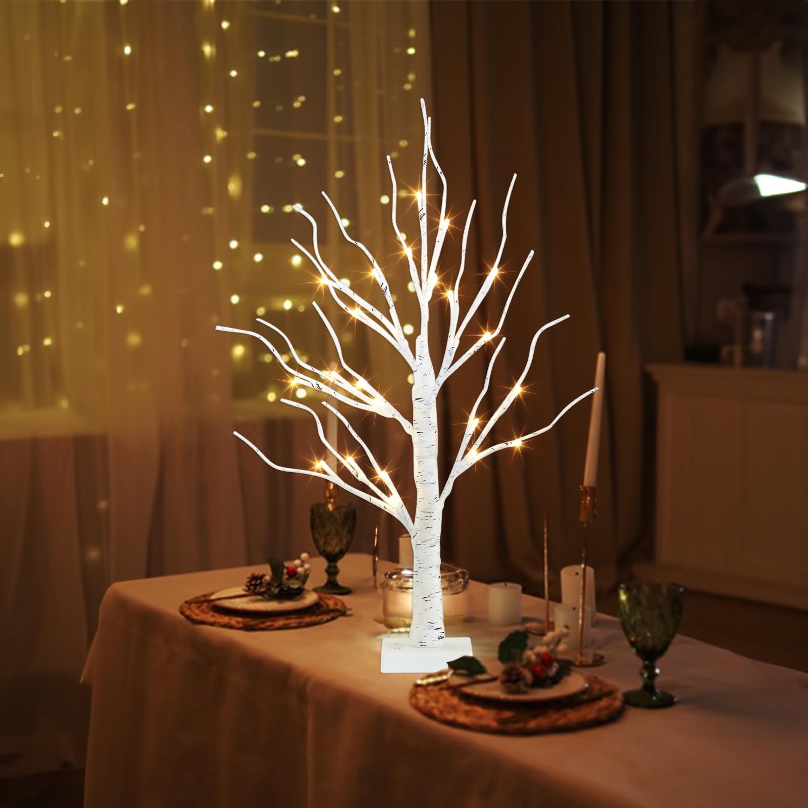 Foto 7 pulgar | Árbol Artificial Peiduo De Abedul De 2 Pies Con Luces Led De Color Blanco Cálido - Venta Internacional.