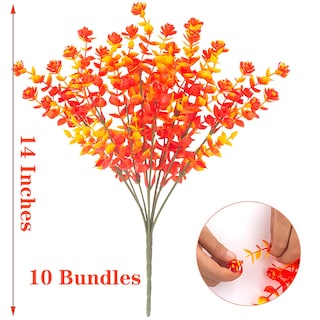 Foto 7 | Flores De Otoño Artificiales Grunyia Resistentes A Los Rayos Uv Para Decoración - Venta Internacional.