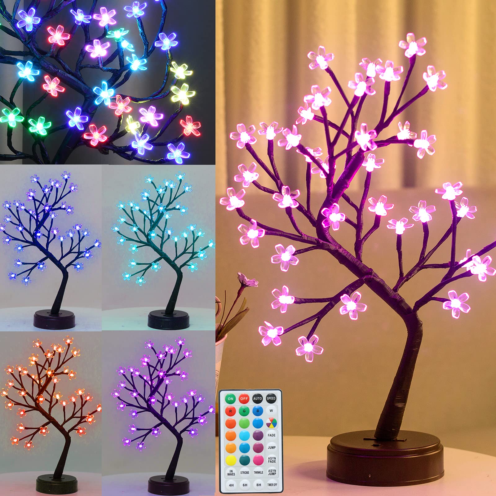 Foto 2 pulgar | Lámpara De Mesa Pooqla Rgb Con Forma De Árbol De Cerezo, 36 Led - Venta Internacional.