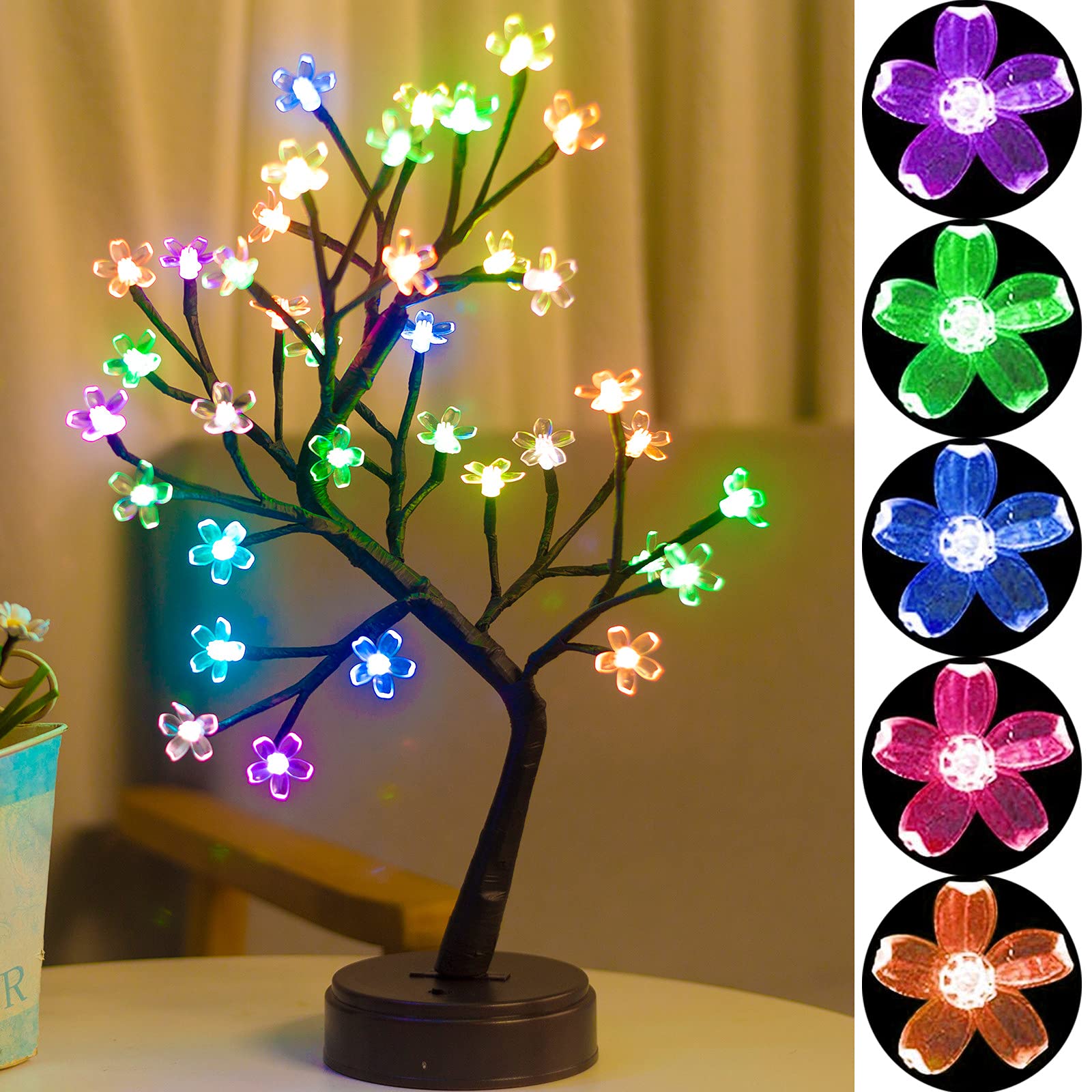 Foto 6 pulgar | Lámpara De Mesa Pooqla Rgb Con Forma De Árbol De Cerezo, 36 Led - Venta Internacional.