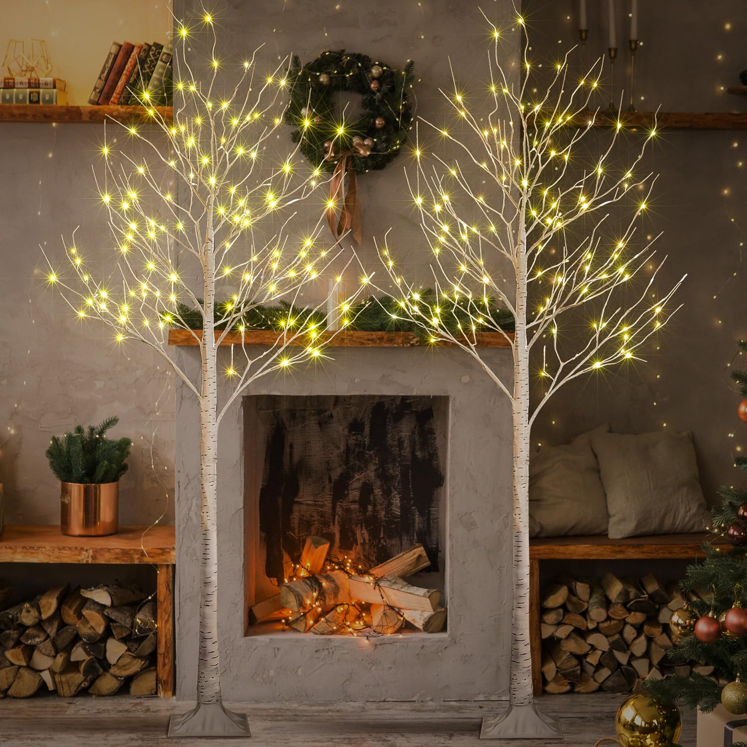 Foto 5 pulgar | Birch Tree Lightshare De 8 Pies Con 132 Luces Led De Color Blanco Cálido, X2 - Venta Internacional.