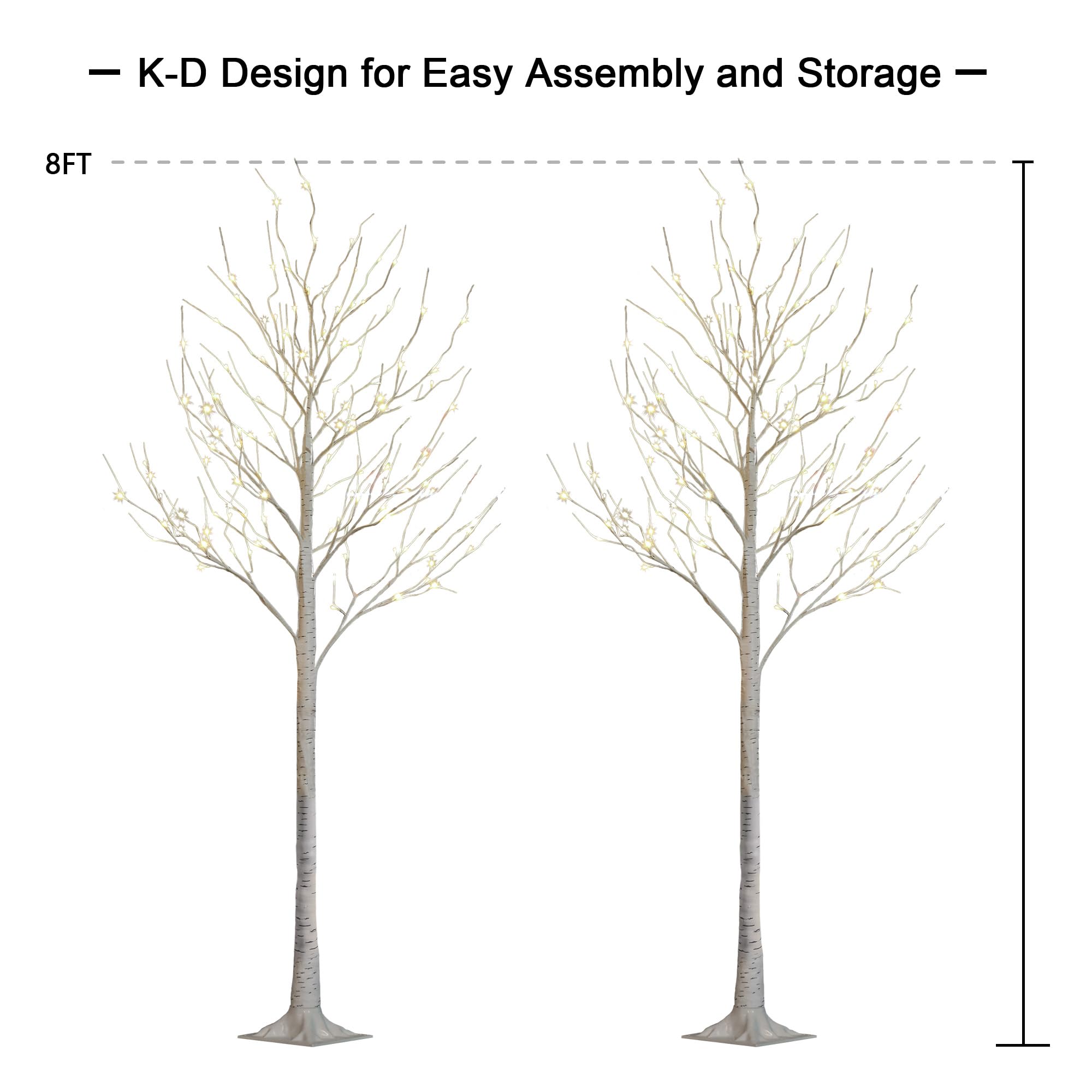 Foto 7 | Birch Tree Lightshare De 8 Pies Con 132 Luces Led De Color Blanco Cálido, X2 - Venta Internacional.