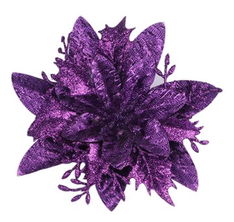 Foto 1 | Adornos Para Árbol De Navidad Yycraft Con Purpurina, Flor De Pascua, 15 Cm, 12 Unidades - Venta Internacional.