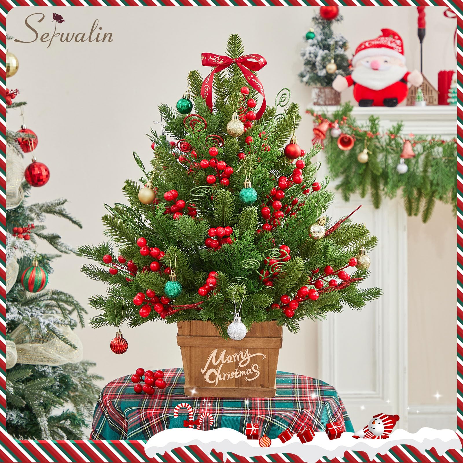 Foto 3 | Ramas De Pino Artificiales Serwalin, 100 Unidades, Con Tallos De Bayas Rojas - Venta Internacional.