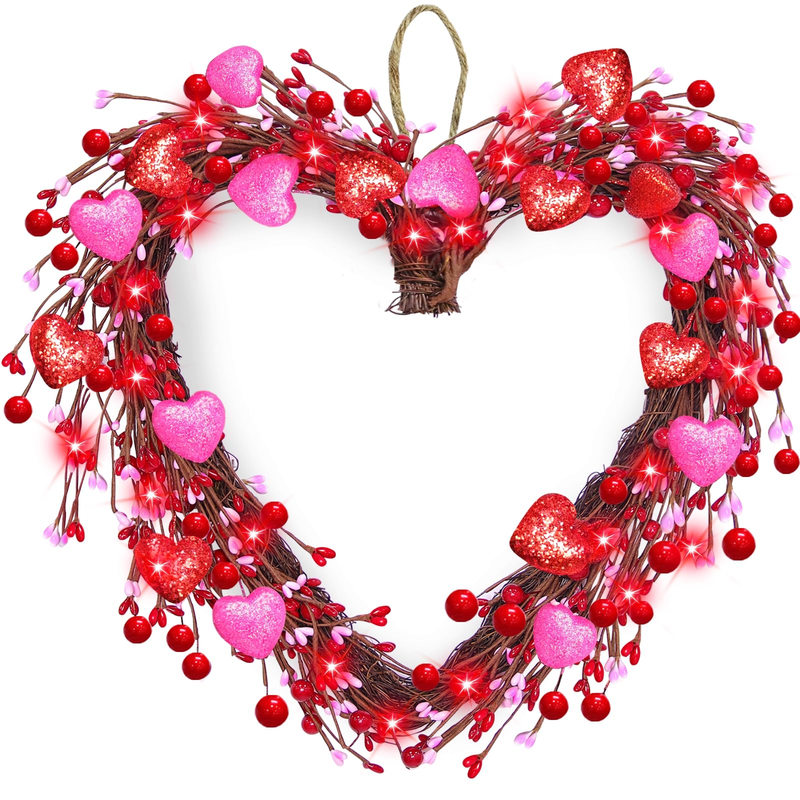Foto 2 pulgar | Corona De San Valentín Turnmeon Con 16 Corazones Y 20 Luces Rojas - Venta Internacional.