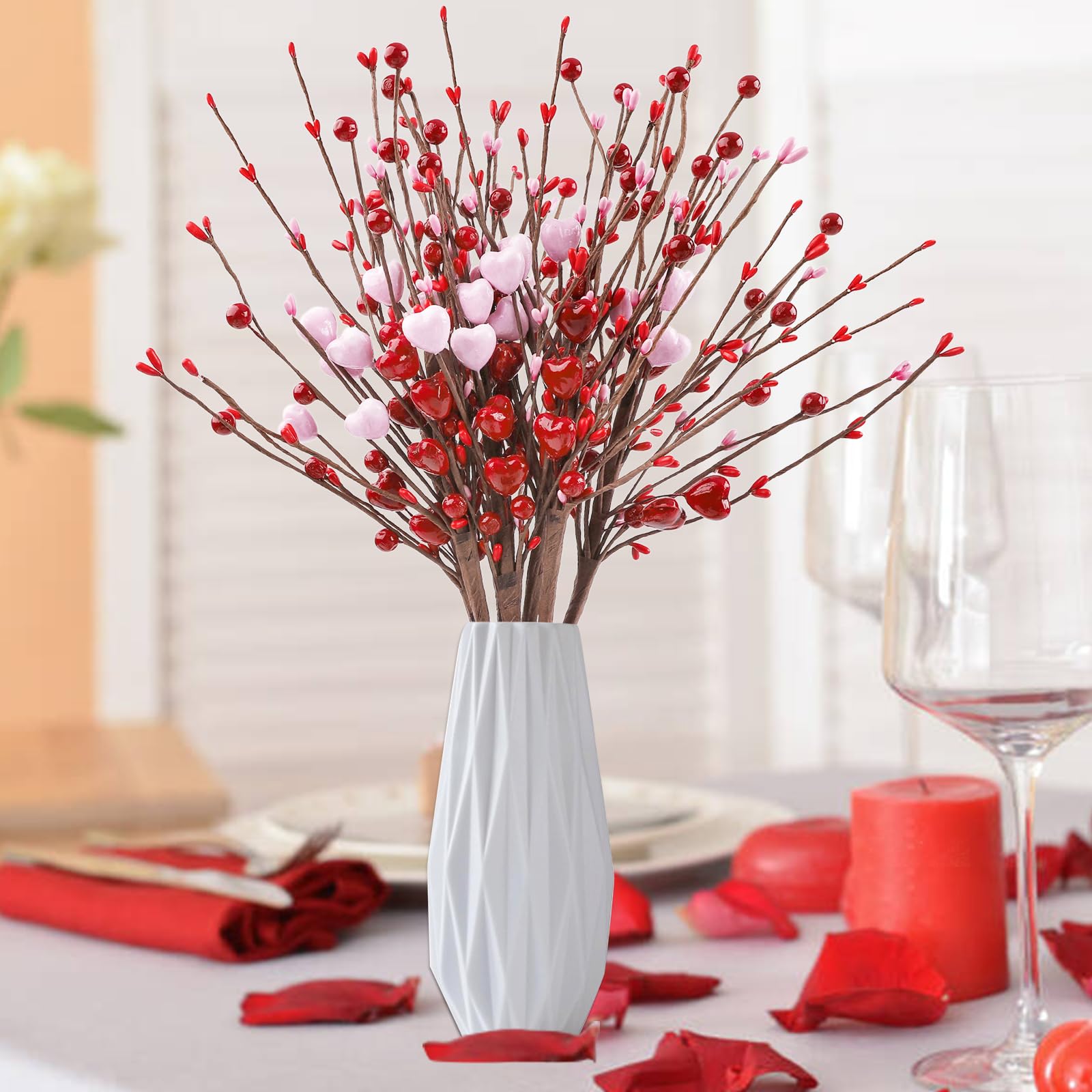 Flores Artificiales N&t Nieting Berry Twig Stem Para El Día De San Valentín - Venta Internacional. $516