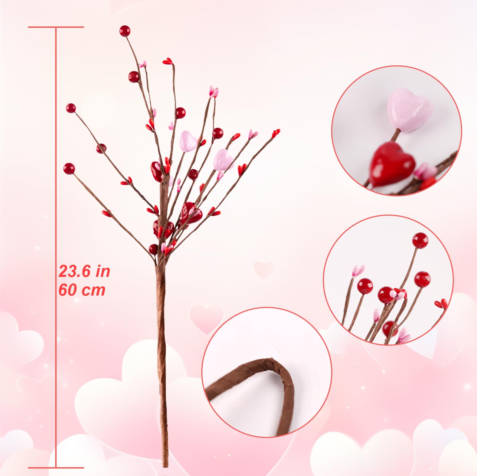 Foto 6 | Flores Artificiales N&t Nieting Berry Twig Stem Para El Día De San Valentín - Venta Internacional.