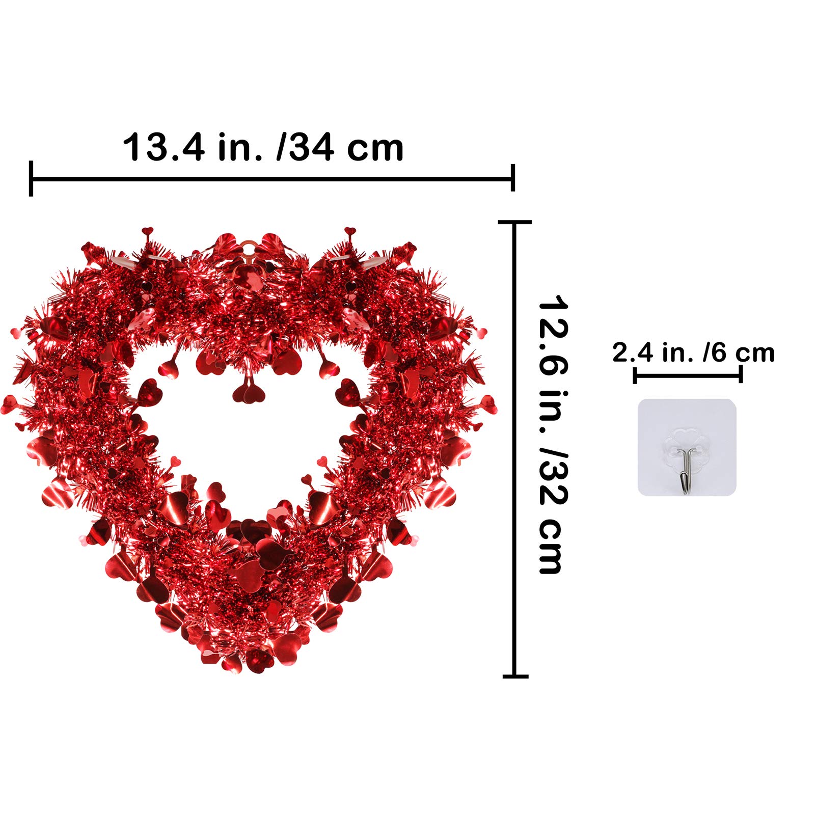 Foto 4 | Coronas De Corazón De San Valentín, Paquete De 6, Oropel Rojo En Forma De Corazón - Venta Internacional.