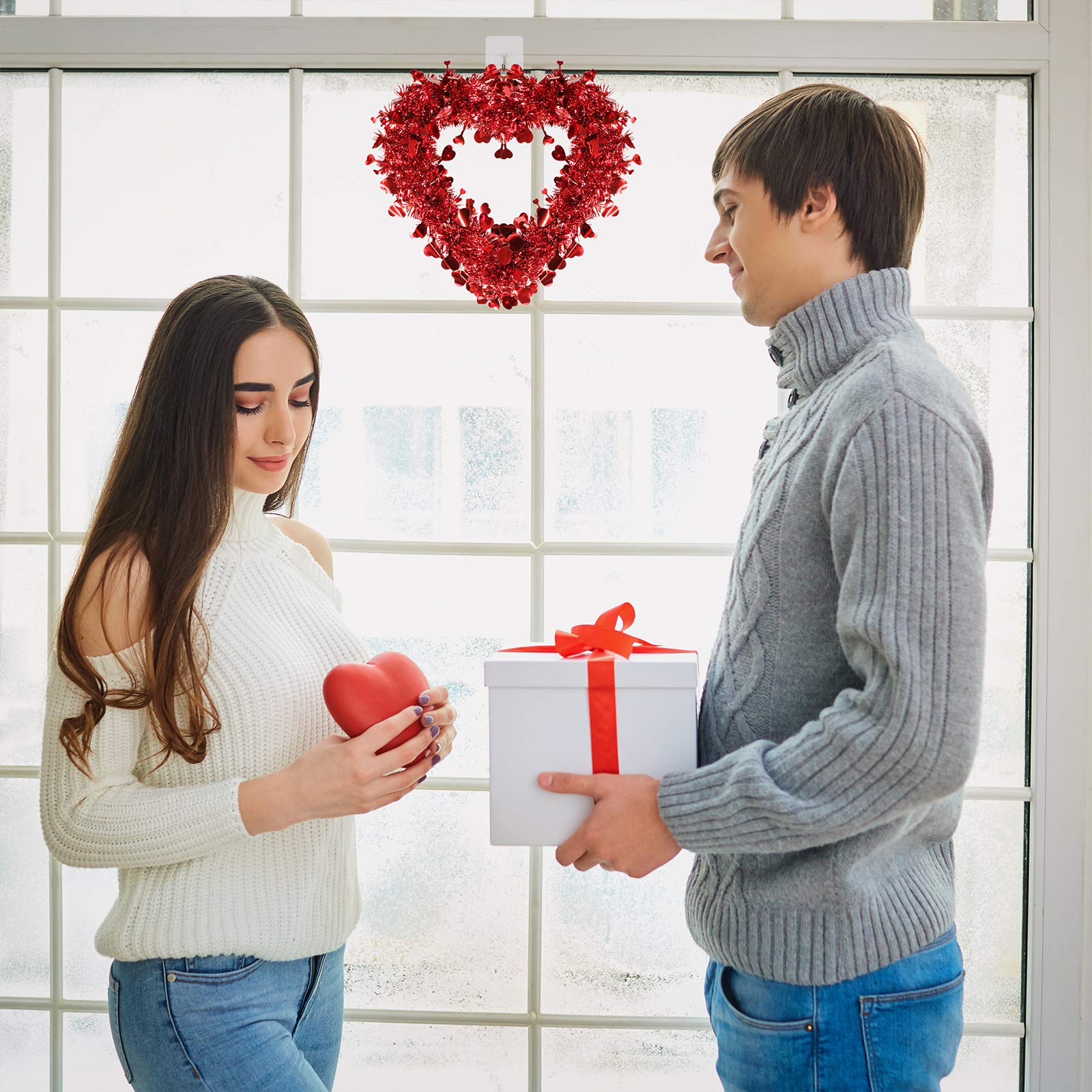 Foto 7 pulgar | Coronas De Corazón De San Valentín, Paquete De 6, Oropel Rojo En Forma De Corazón - Venta Internacional.