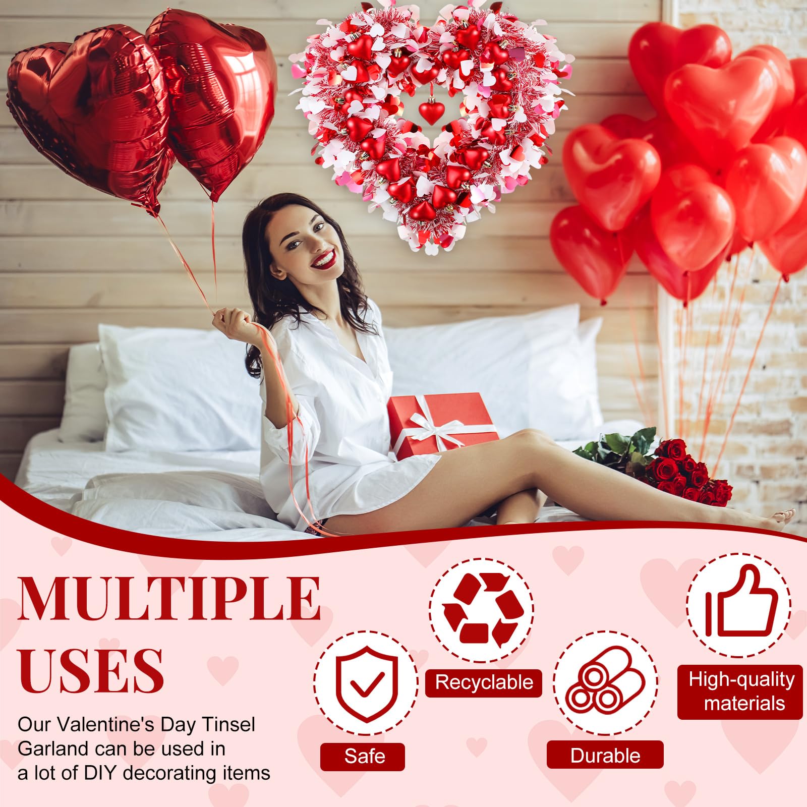 Foto 7 pulgar | Guirnalda de Oropel en Forma de Corazón - Venta Internacional