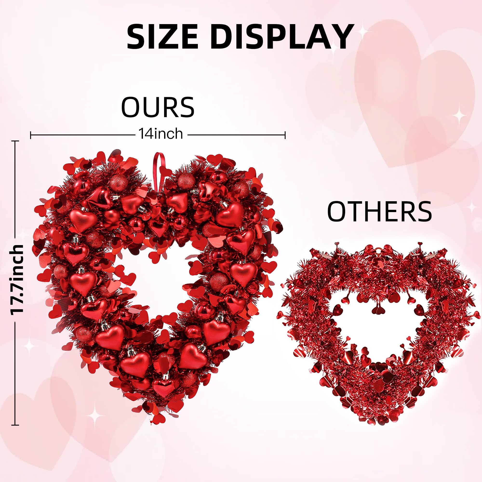 Foto 7 pulgar | Corona Sggvecsy de Oropel en Forma de Corazón 45 cm - Venta Internacional