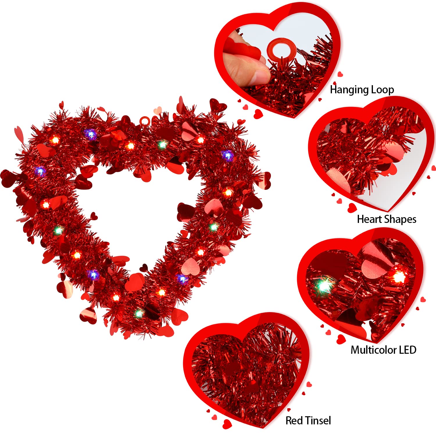 Foto 4 pulgar | Corona San Valentín de Corazón Ccinee Con Luces X3 - Venta Internacional