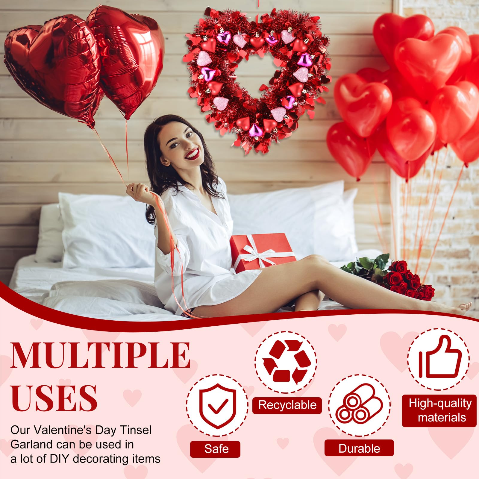 Foto 4 pulgar | Guirnalda Oropel Hotop  con Forma de Corazón Rojo - Venta Internacional
