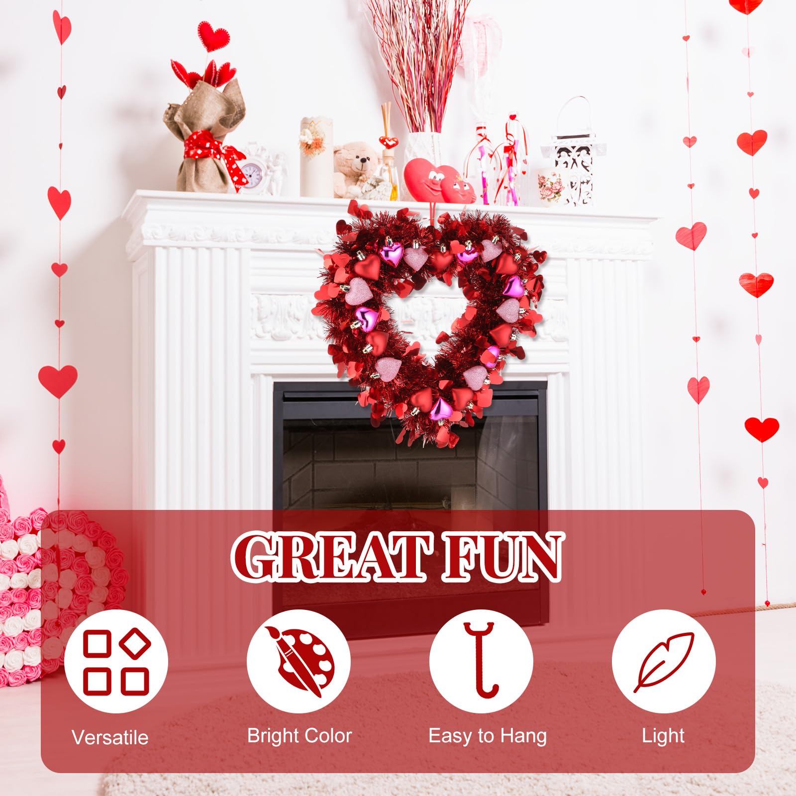 Foto 5 pulgar | Guirnalda Oropel Hotop  con Forma de Corazón Rojo - Venta Internacional