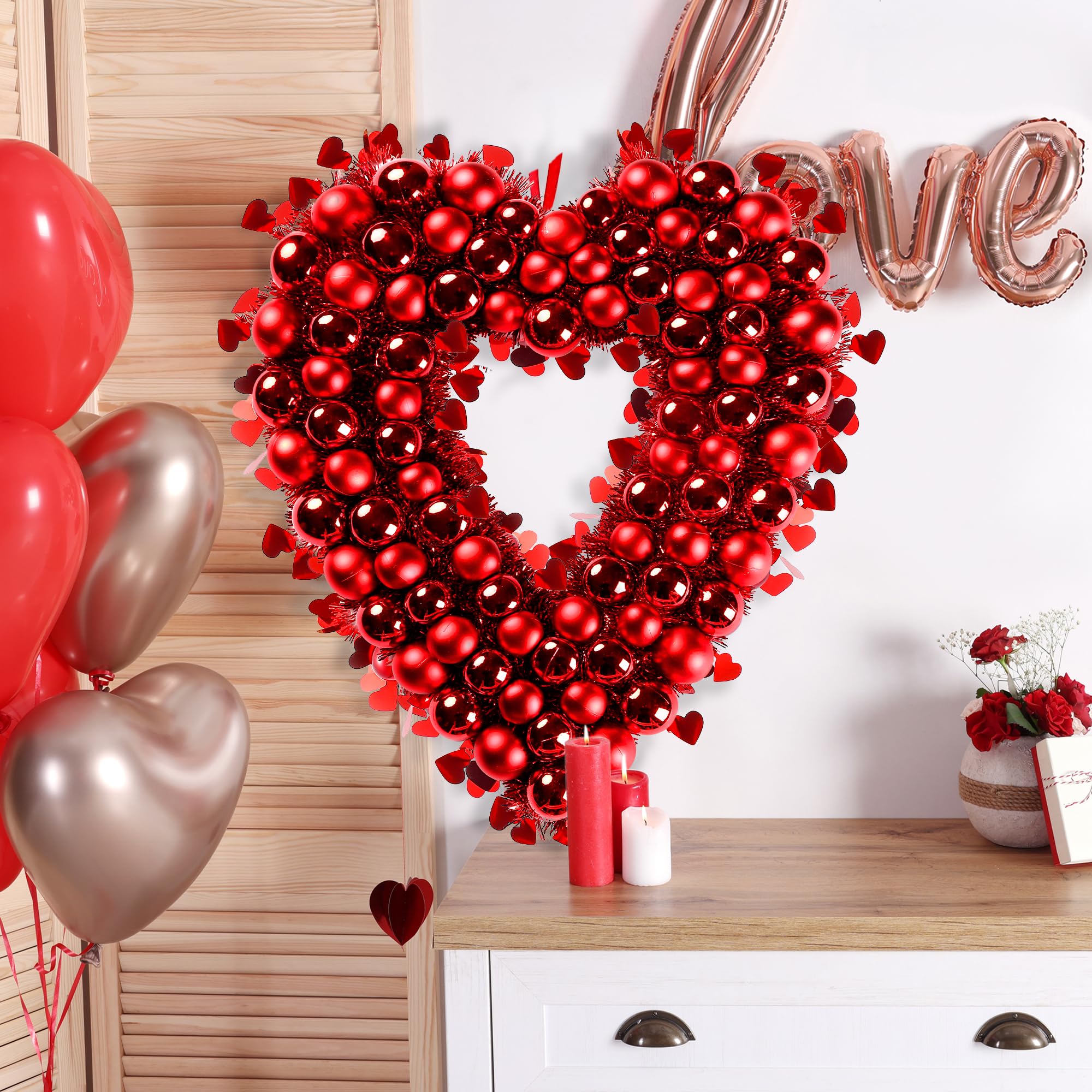 Foto 3 pulgar | Corona Sggvecsy en Forma de Corazón 45 cm Rojo - Venta Internacional