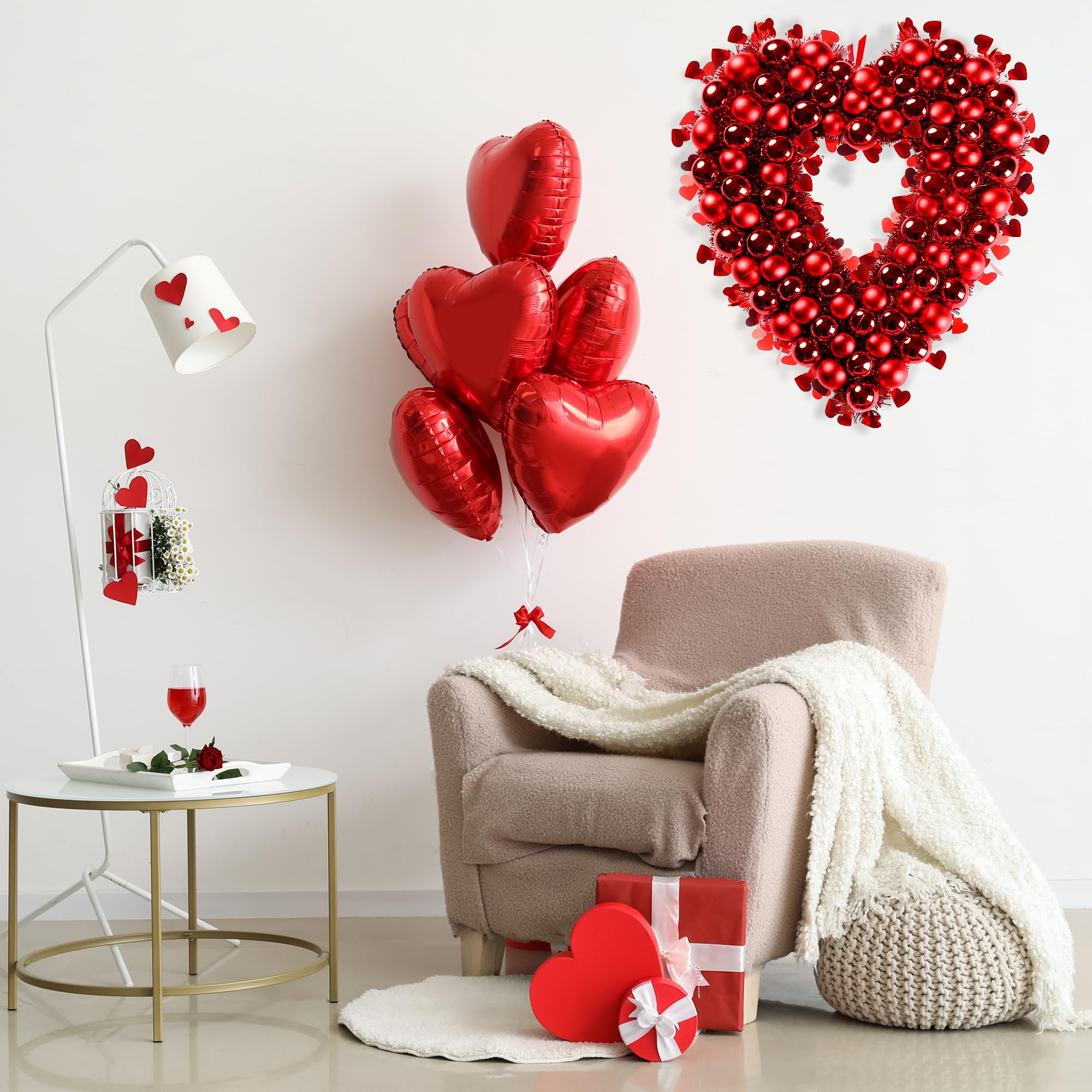 Foto 4 pulgar | Corona Sggvecsy en Forma de Corazón 45 cm Rojo - Venta Internacional