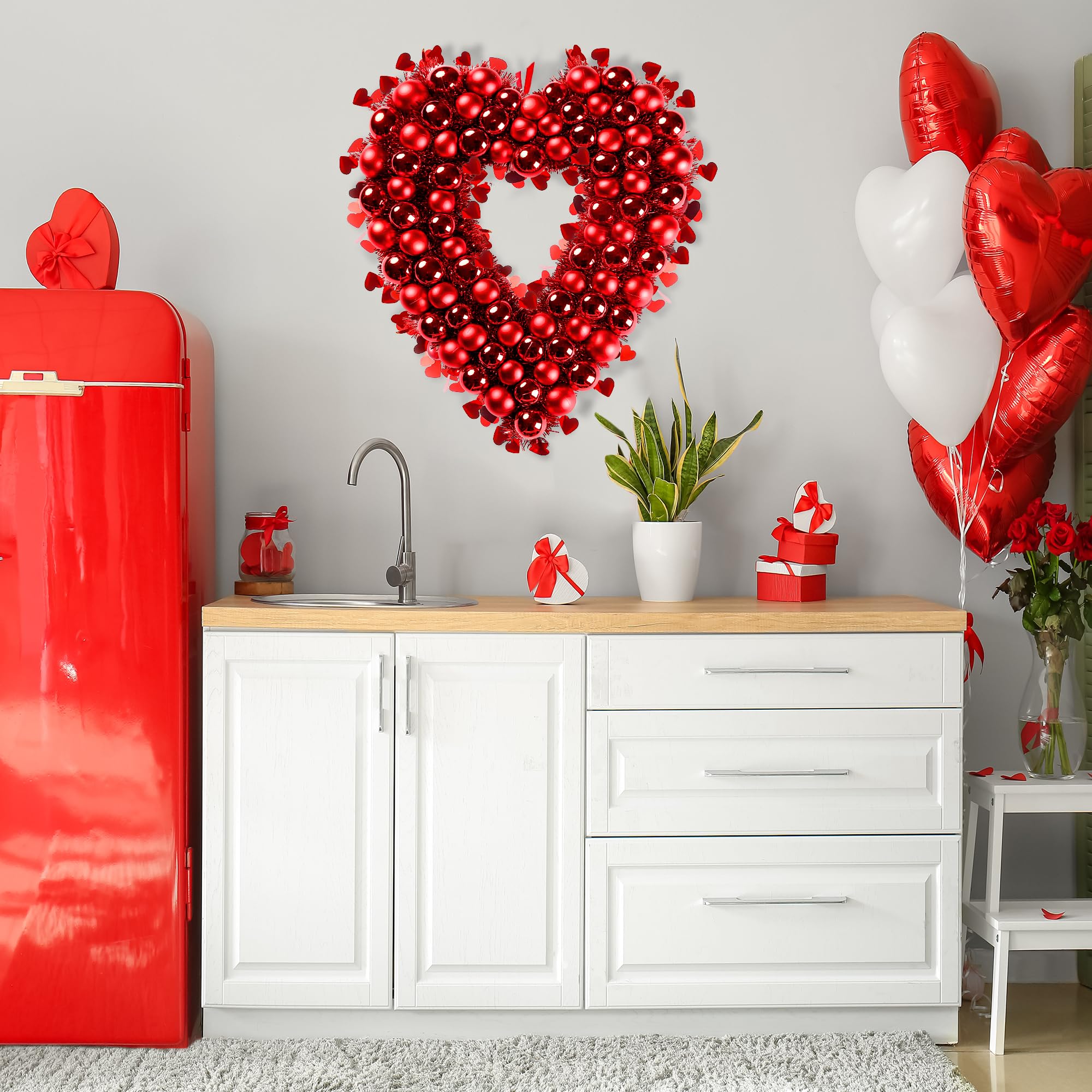 Foto 6 pulgar | Corona Sggvecsy en Forma de Corazón 45 cm Rojo - Venta Internacional