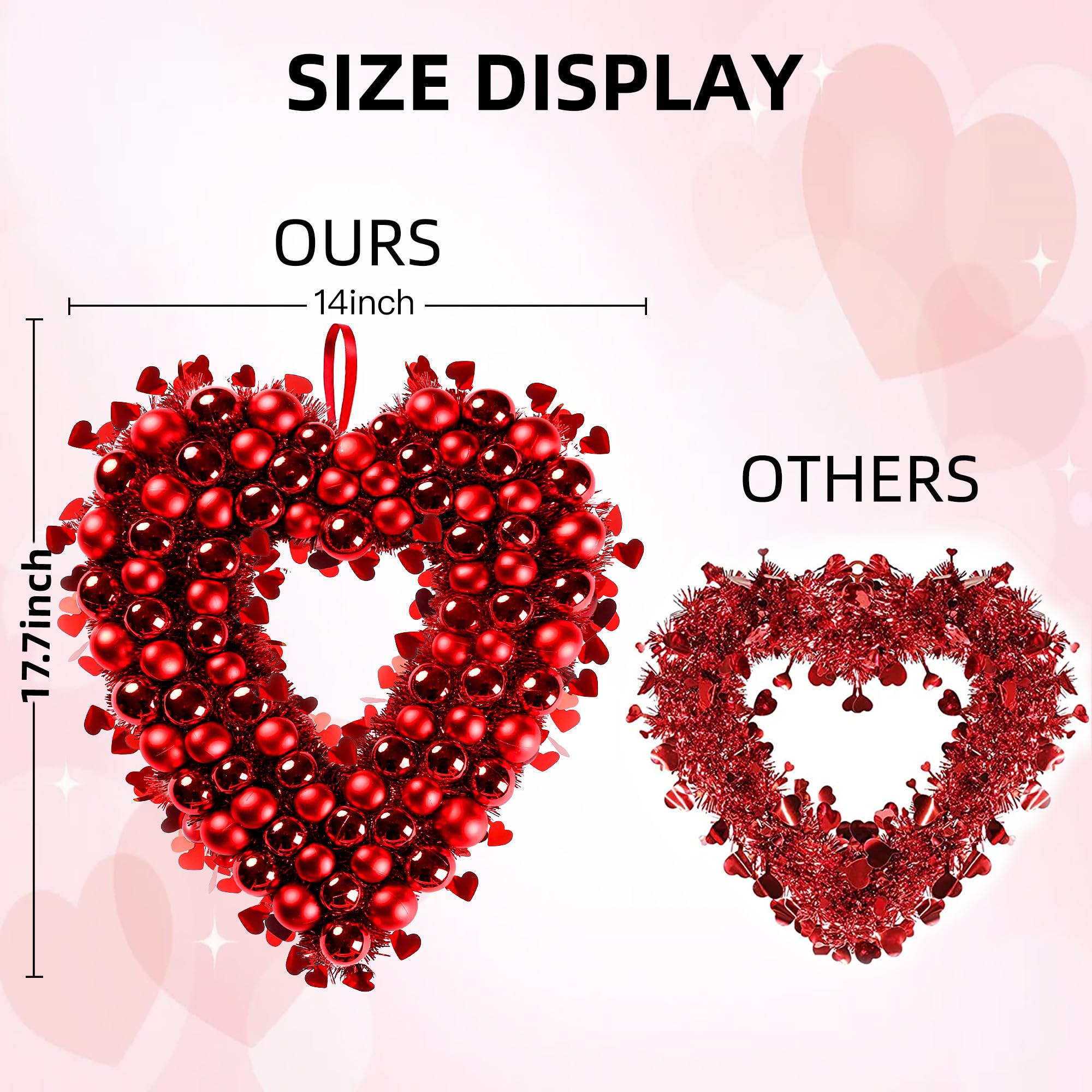 Foto 7 pulgar | Corona Sggvecsy en Forma de Corazón 45 cm Rojo - Venta Internacional