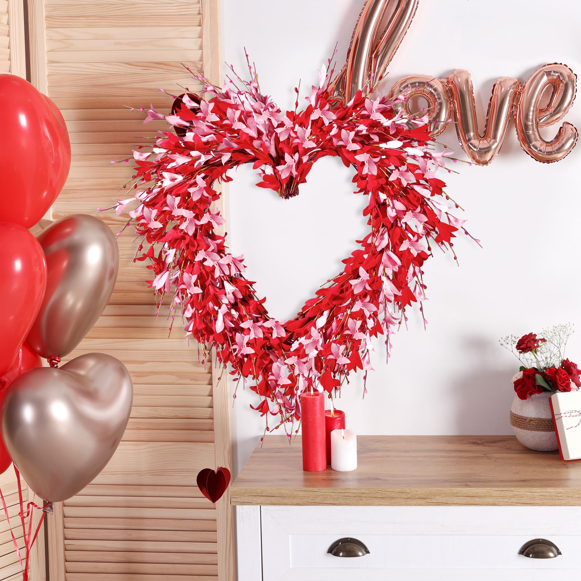 Foto 4 pulgar | Corona Artificial Sggvecsy en Forma de Corazón 48 cm - Venta Internacional